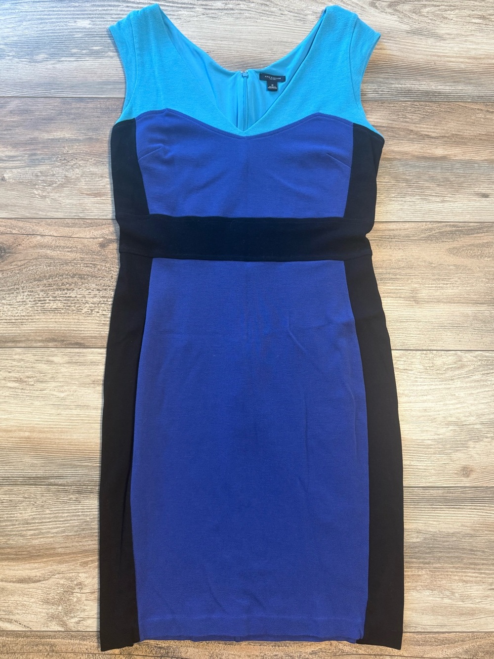 Ann Taylor Teal, Royal Blue & Black Colorblock Sheath Dress